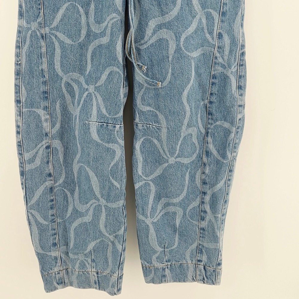 Damson Madder Felix Bow-print Barrel-leg Jeans Joggers Womens 6 NWOT Streetwear - Picture 5 of 15